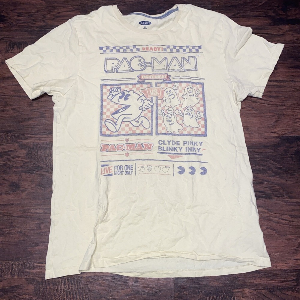 Pac Man Fight Night Video Game Retro Old Navy T-Shirt Size M